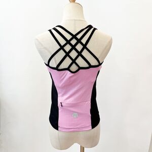 Descente Pink Black Tank Top Cycling Medium Activewear Biking Athletic